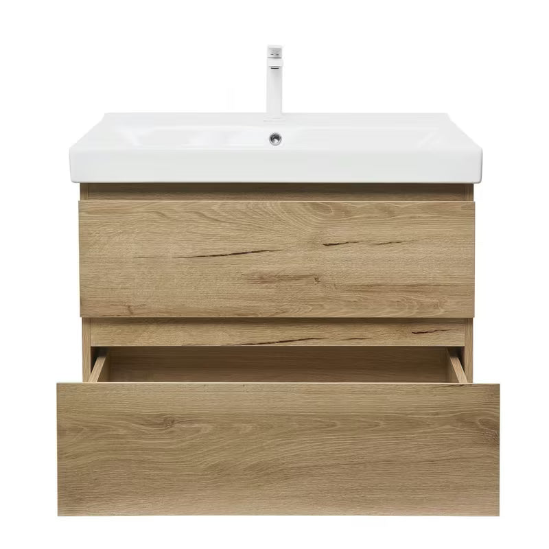 Viseća kupaonski ormarić s keramičkim umivaonikom SAT B-Way u dekoru hrasta, mat izvedba