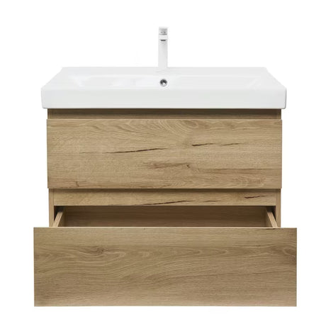 Viseća kupaonski ormarić s keramičkim umivaonikom SAT B-Way u dekoru hrasta, mat izvedba