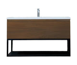 Kupaonski ormarić s umivaonikom SAT B-Way u dekoru oraha s crnim metalnim okvirom