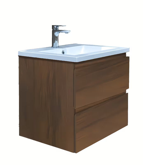 Viseća kupaonski ormarić SAT B-Way s umivaonikom od lijevanog mramora u dekoru oraha