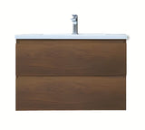 Viseća kupaonski ormarić SAT B-Way s umivaonikom od lijevanog mramora u dekoru oraha