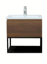 Viseća ormarić s umivaonikom SAT B-Way u dekoru oraha s crnim metalnim okvirom