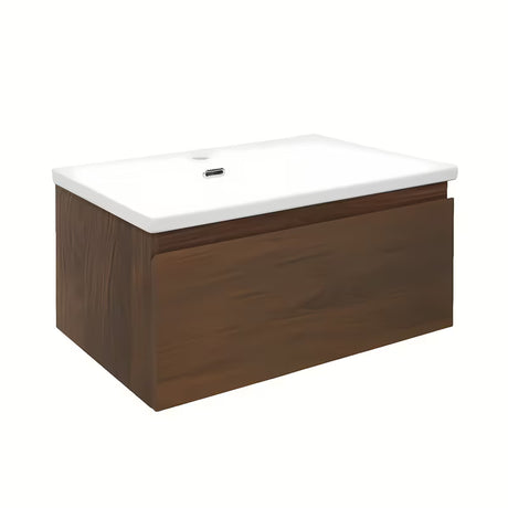 Viseća kupaonski ormarić s keramičkim umivaonikom SAT B-Way u dekoru oraha s mat površinom