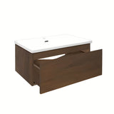 Viseća kupaonski ormarić s keramičkim umivaonikom SAT B-Way u dekoru oraha s mat površinom