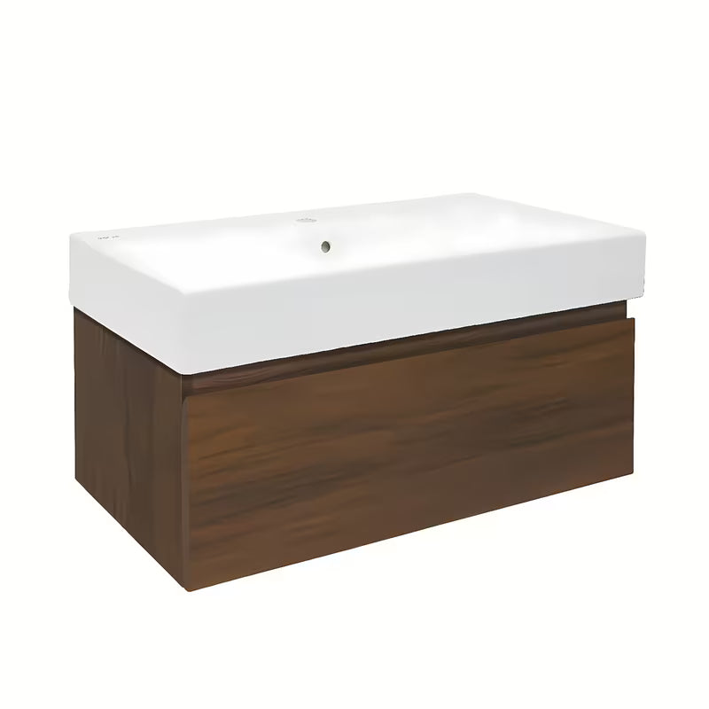 Viseća kupaonski ormarić s keramičkim umivaonikom SAT B-Way u dekoru oraha