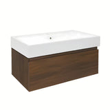 Viseća kupaonski ormarić s keramičkim umivaonikom SAT B-Way u dekoru oraha