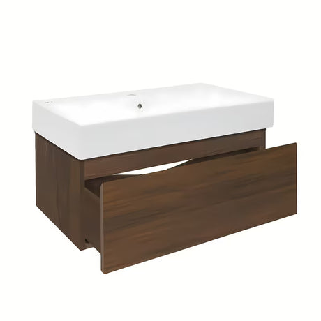 Viseća kupaonski ormarić s keramičkim umivaonikom SAT B-Way u dekoru oraha