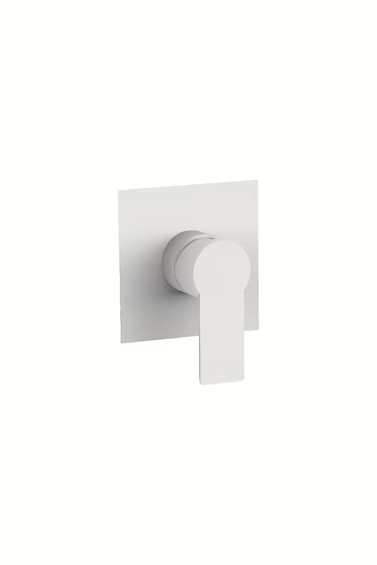 Podžbukna jednoručna baterija miješalica za tuš SAT B-Way u mat bijeloj boji s minimalističkim dizajnom.