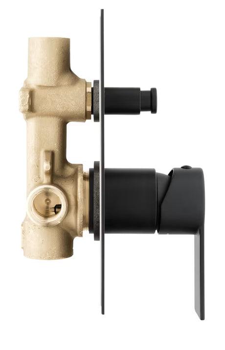 Podžbukna miješalica za tuš SAT B-Way u mat crnoj boji s ručicom i tlačnim preklopnikom