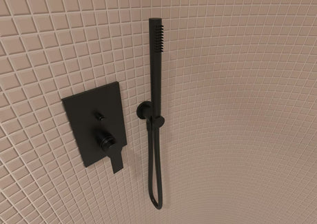 Podžbukna miješalica za tuš SAT B-Way u mat crnoj boji s ručicom i tlačnim preklopnikom