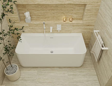 Ručni tuš SAT B-Way u mat bijeloj boji s jednim mlazom.