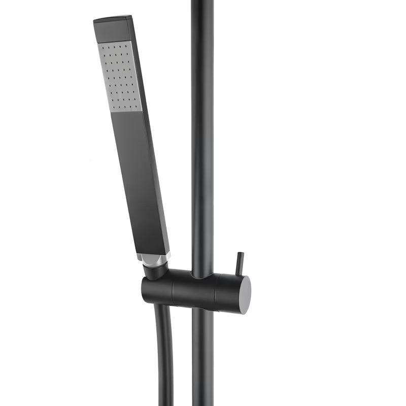 Tuš set SAT B-Way u mat crnoj boji s ručnim tušem, šipkom s podesivim klizačem i crijevom 1,5 m.