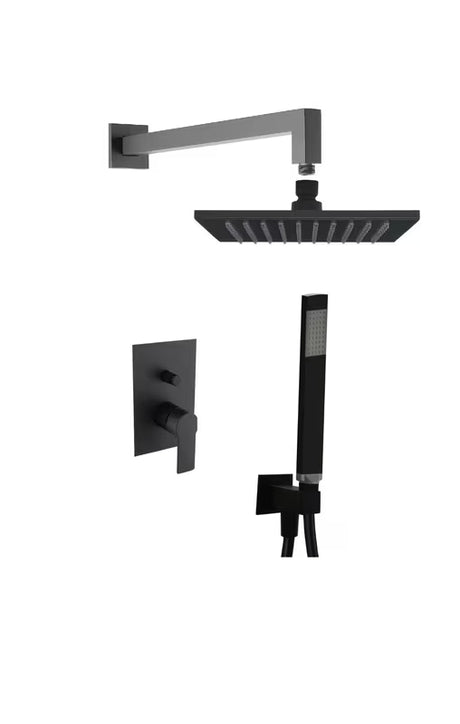 Podžbukni tuš sustav SAT B-Way u crnoj boji s nadglavnim i ručnim tušem.