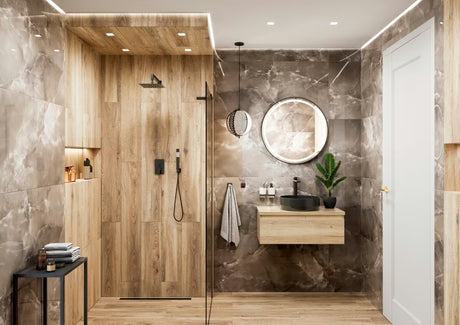 Podžbukni tuš sustav SAT B-Way u crnoj boji s nadglavnim i ručnim tušem.