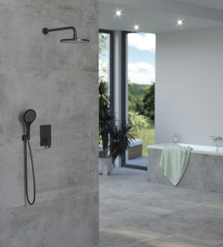 Podžbukni tuš sustav SAT B-Way u crnoj boji s dvije funkcije i ručicom.