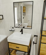 Stojeća miješalica za umivaonik SAT B-Way u mat crnoj boji s ručicom za upravljanje bez odvoda.