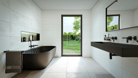 Set za Kadu SAT B-Way u mat crnoj boji s ručnim tušem, zidnim držačem i crijevom 1,5 m.