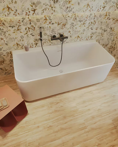 Set za Kadu SAT B-Way u mat crnoj boji s ručnim tušem, zidnim držačem i crijevom 1,5 m.