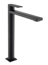 Visoka jednoručna baterija miješalica za umivaonik SAT B-Way u mat crnoj izvedbi za umivaonik na ploču.