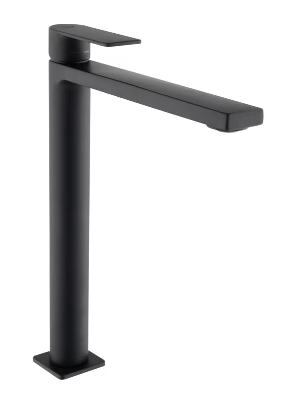 Visoka jednoručna baterija miješalica za umivaonik SAT B-Way u mat crnoj izvedbi za umivaonik na ploču.