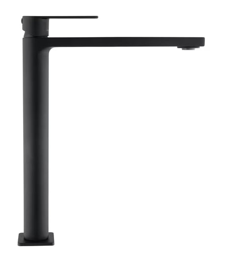 Visoka jednoručna baterija miješalica za umivaonik SAT B-Way u mat crnoj izvedbi za umivaonik na ploču.