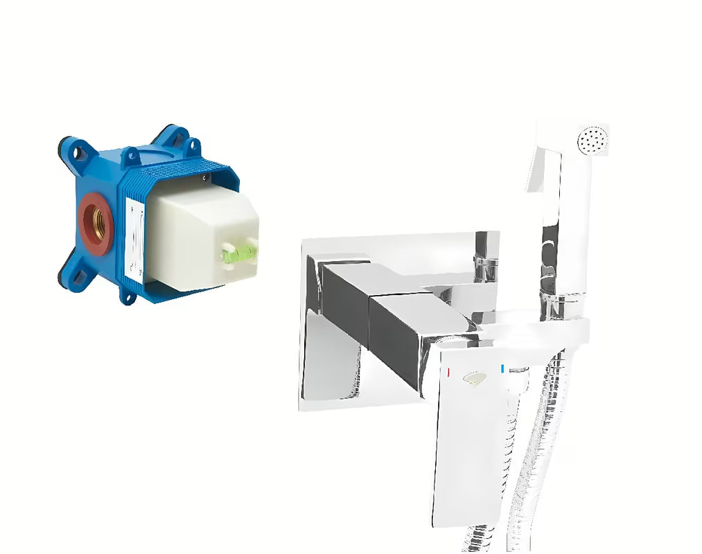 SAT Chrome podžbukna miješalica za bide u krom izvedbi s bide tušem i crijevom za tuš