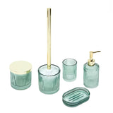 Zeleni samostojeći  dozator sapuna SAT Boho sa zaobljenim oblikom i sjajnom površinom od metala i stakla.