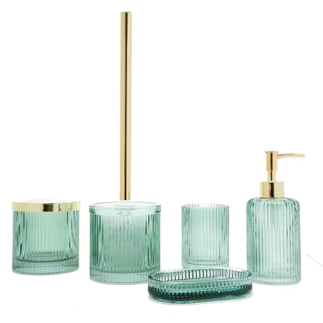 Zelena staklena čaša SAT Boho u samostojećoj izvedbi pro kupaonicu.