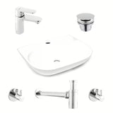 SAT Brevis kupaonski set s bijelim umivaonikom 50x38 cm i kromiranom slavinom s priborom