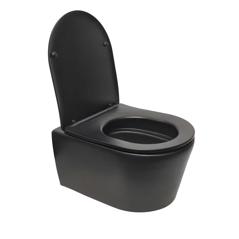 Crno mat viseća WC školjka SAT Brevis sa skrivenim pričvršćenjem i sjedalom soft Close