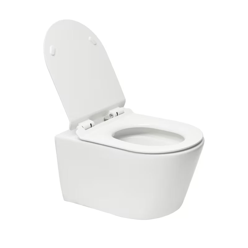 Bijeli viseća WC školjka SAT Brevis sa skrivenim pričvršćenjem i sjedalom sa soft Close