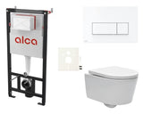 Viseći WC set SAT Brevis s predzidnim modulom Alca, tipkom za ispiranje i sjedalom soft Close i EasyLock.