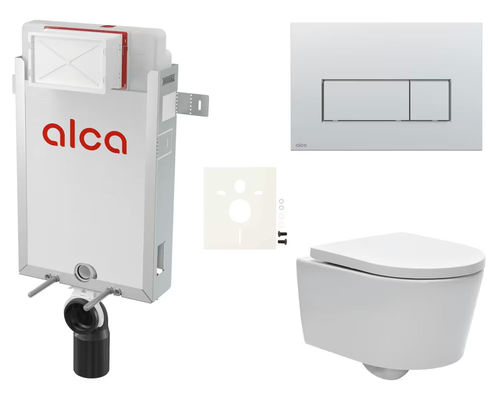 Viseći WC set SAT Brevis s podžbuknim modulom Alca i tipkom za ispiranje