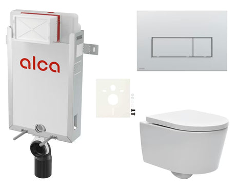 Viseći WC set SAT Brevis s podžbuknim modulom Alca i tipkom za ispiranje
