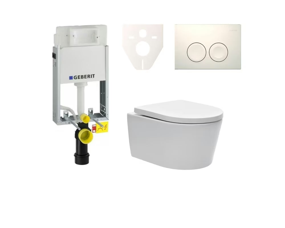 Viseći WC set SAT Brevis s ugradbenim modulom Geberit za ugradnju u zid te daskom soft Close i EasyLock