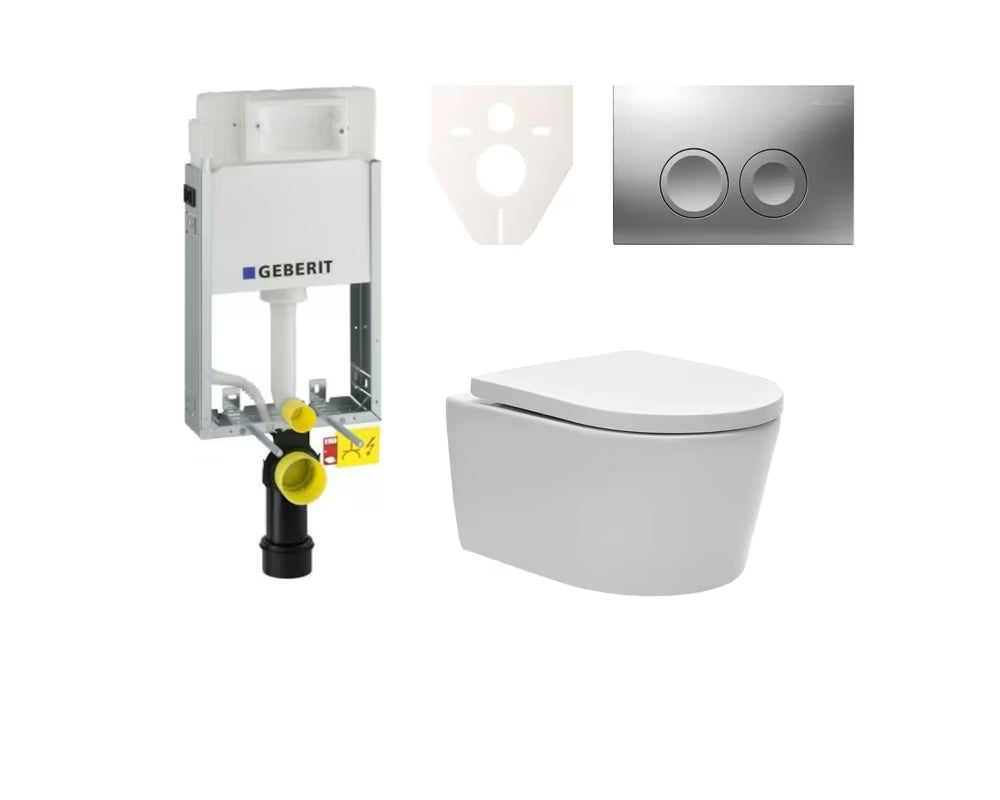 Viseći WC set SAT Brevis s podžbuknim modulom Geberit i tipkom za ispiranje