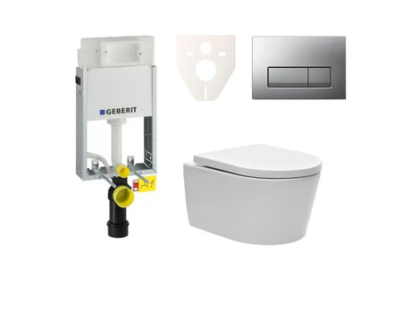 Viseći WC set SAT Brevis s podžbuknim modulom Geberit Kombifix i tipkom za ispiranje