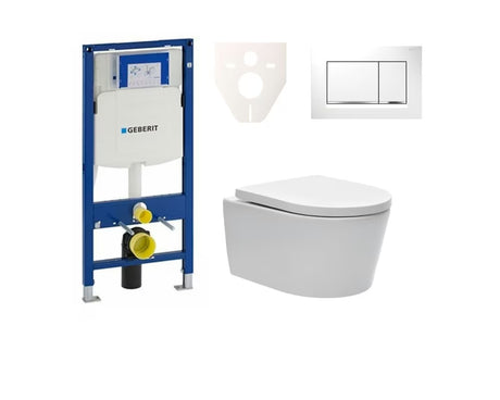 Viseći WC set SAT Brevis s vodokotlićem Geberit Duofix pro za modernu kupaonicu i jednostavno održavanje.