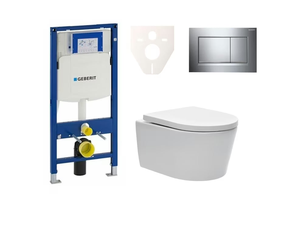 Viseći WC set SAT Brevis s vodokotlićem Geberit Duofix pro za montažu u predzid ili knauf.