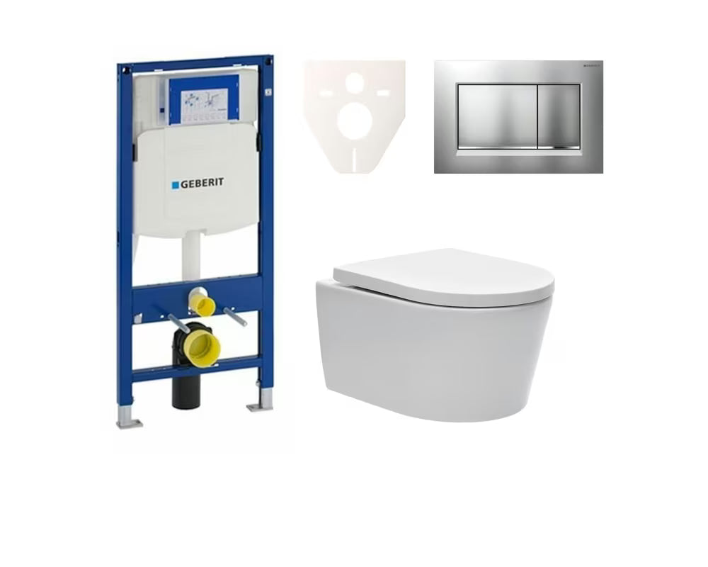 Viseći WC set SAT Brevis s modulom Geberit Duofix, Rimless školjkom i sjedalom sa soft Close