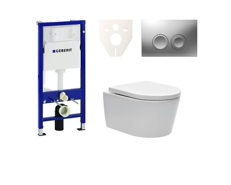 Viseći WC set SAT Brevis s podžbuknim vodokotlićem Geberit Duofix i daskom sa soft Close