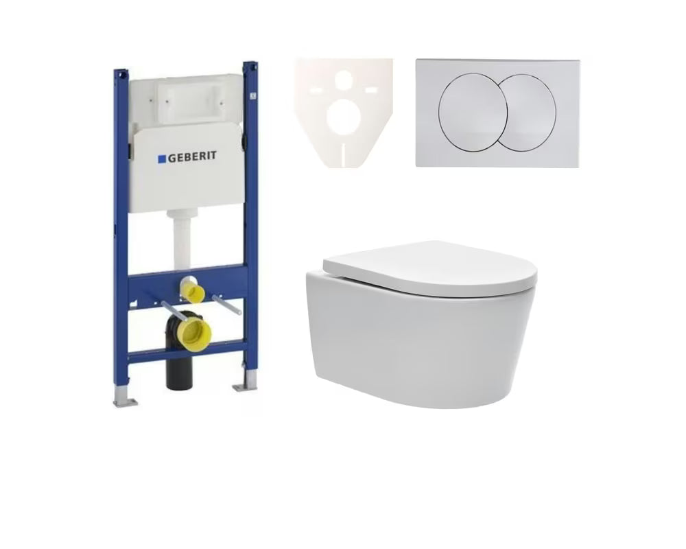 Viseći WC set SAT Brevis s podžbuknim modulom Geberit Delta i tipkom za ispiranje