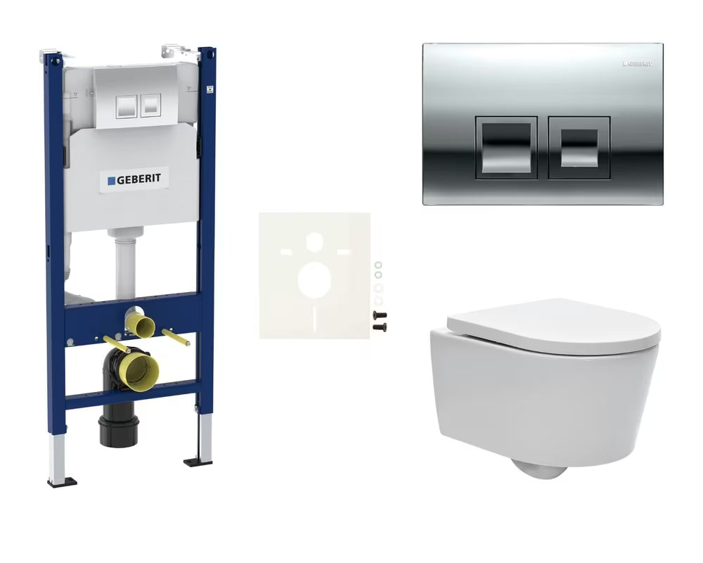 Viseći WC set SAT Brevis s modulom Geberit Duofix, tipkom za ispiranje Delta i sjedalom soft Close