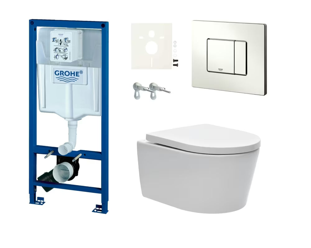 Viseći WC set SAT Brevis s podžbuknim modulom Grohe Rapid SL i tipkom za ispiranje