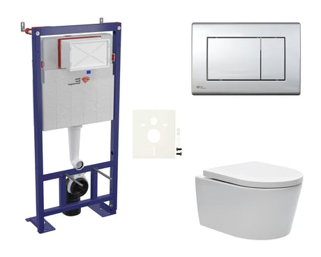 Viseći WC set SAT Brevis s podžbuknim vodokotlićem, tipkom za ispiranje i daskom sa soft Close