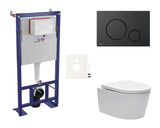 Viseći WC set SAT Brevis s podžbuknim modulom, crnom mat tipkom i WC školjke s wc daskom soft Close