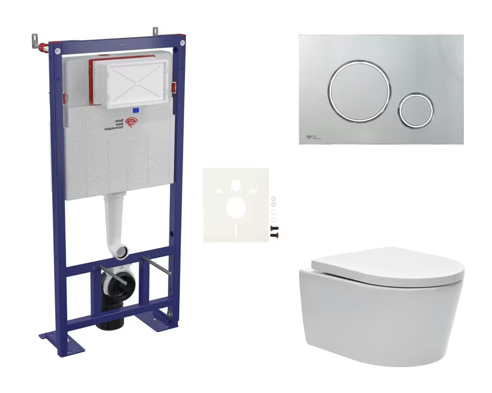 Viseći WC set SAT Brevis s predzidnim modulom, tihim vodokotlićem i sjedalom sa soft Close i EasyLock.
