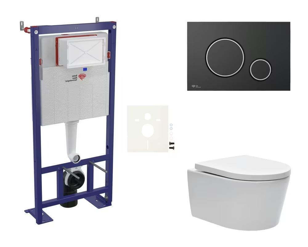 Viseći WC set SAT Brevis s modulom, tipkalom za ispiranje i sjedalom s funkcijom soft Close