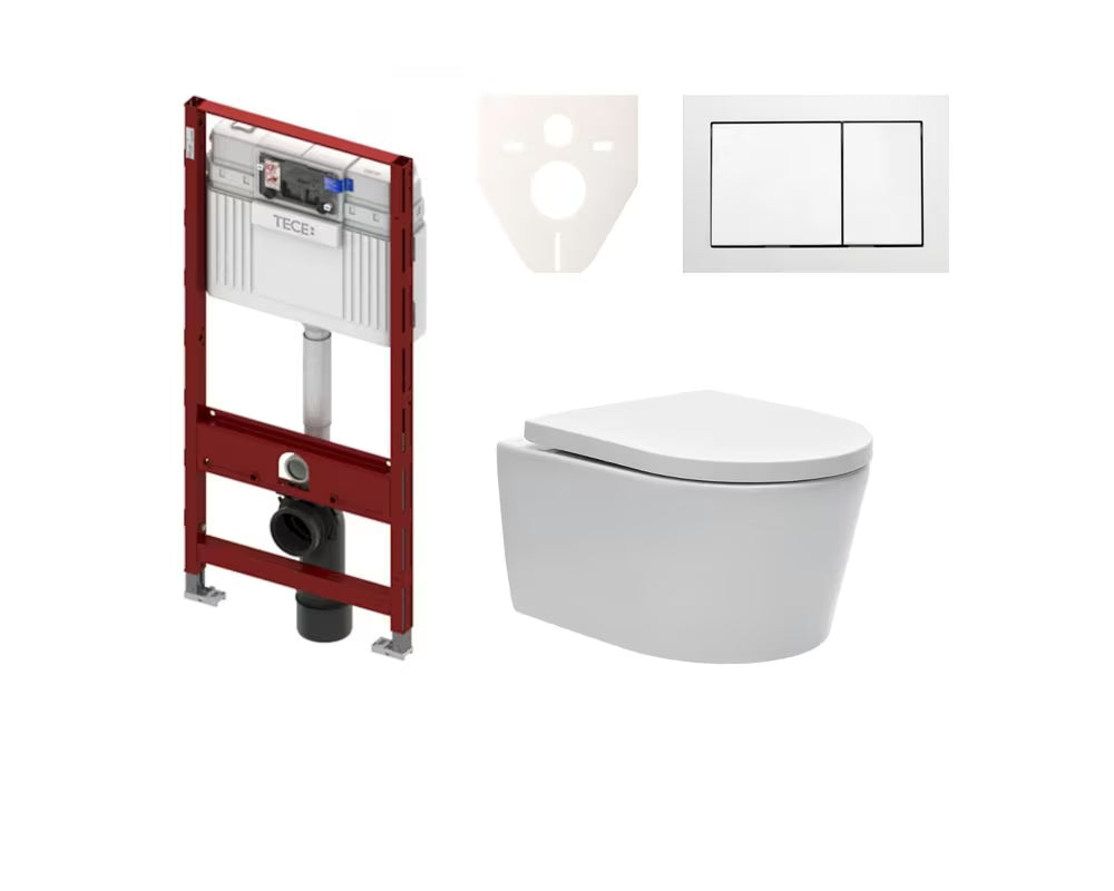 Viseći WC set SAT Brevis s podžbuknim modulom TECE, tipkom za ispiranje i sjedalom soft Close