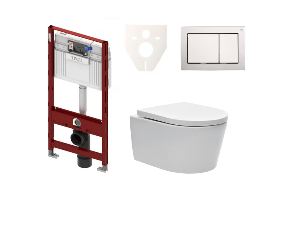 Viseći WC set SAT Brevis s ugradbenim modulom TECE Profil i tipkom za ispiranje
